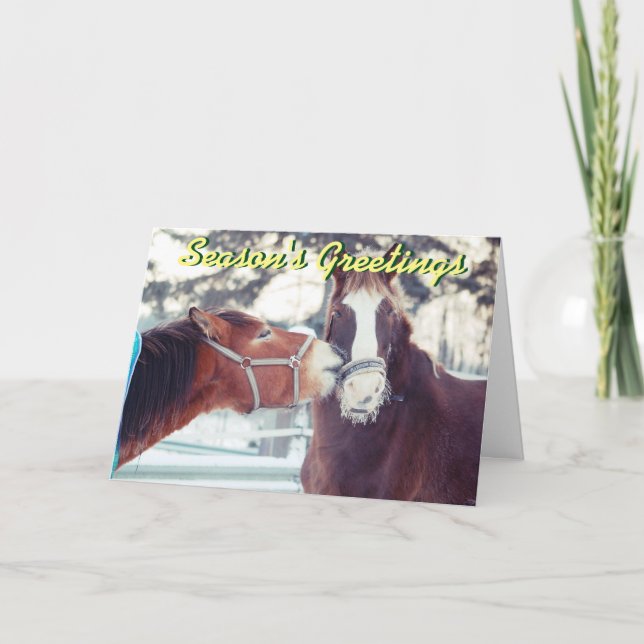 Chevaux dans la neige Carte de Noël (Devant)