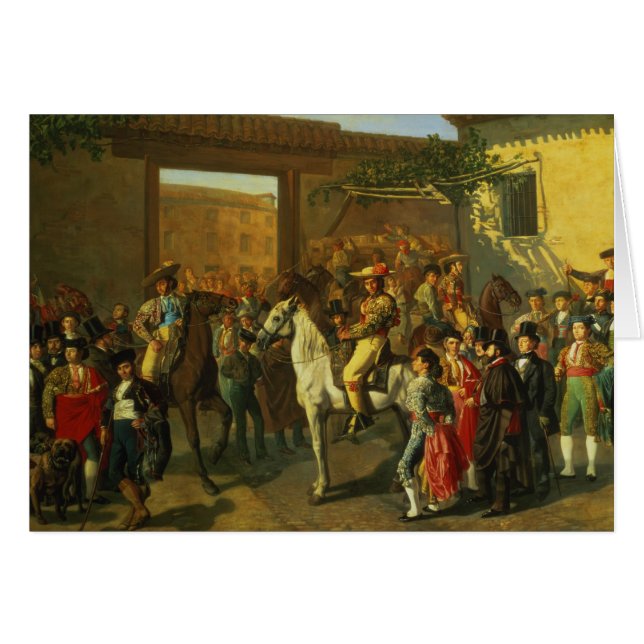 Chevaux dans une cour (Devant horizontal)