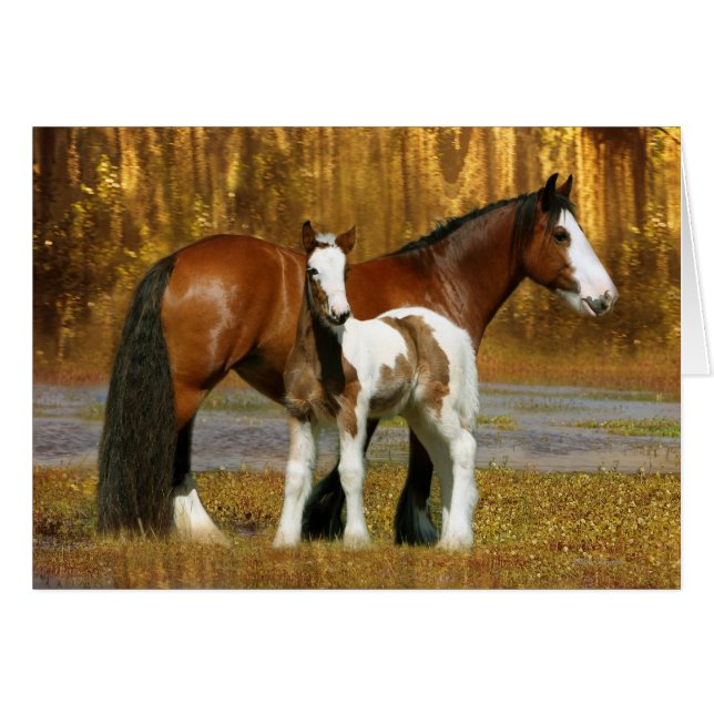 Chevaux d'imaginaire : Jument et poulain (Devant horizontal)