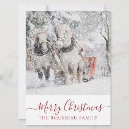 Chevaux En Hiver Fête De Neige Invitation Noël