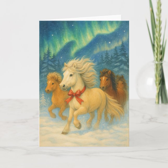 Chevaux islandais joyeux - Carte de vœux (Devant)