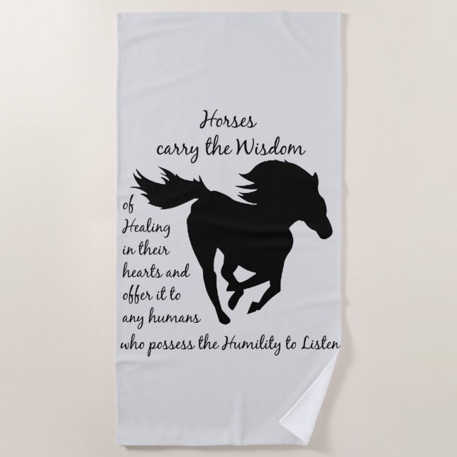 Chevaux Porter Sagesse Animal Plage Serviette (Devant)