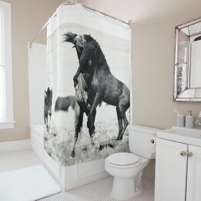 CHEVAUX SAUVAGES DU Rideau DE Douche UTAH (En situation)