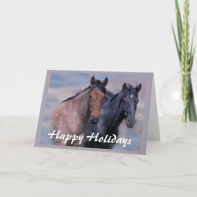 Chevaux sauvages et belle carte de Noël (Devant)