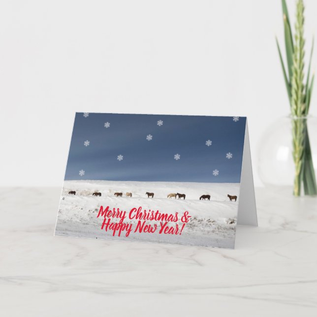 Chevaux sauvages Joyeux Noël Carte de voeux (Devant)