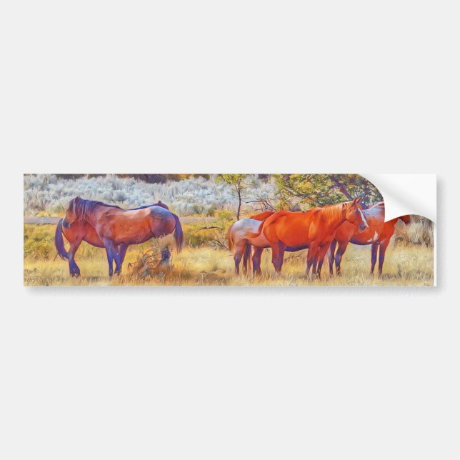 Chevaux sauvages sur ma voiture Sticker pare-chocs (Devant)