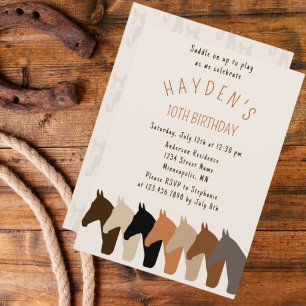 Chevaux Silhouette Invitation Anniversaire