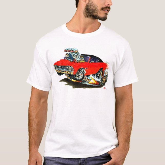 Chevelle 1968-69 rotes und schwarzes Spitzenauto T-Shirt (Vorderseite)