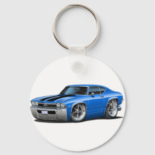 Chevelle Blau-Schwarzes Auto 1968 Schlüsselanhänger