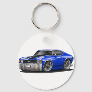 Chevelle Blau-Schwarzes Auto 1971-72 Schlüsselanhänger