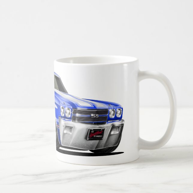 Chevelle Blau-Weißes Auto 1970 Kaffeetasse (Rechts)