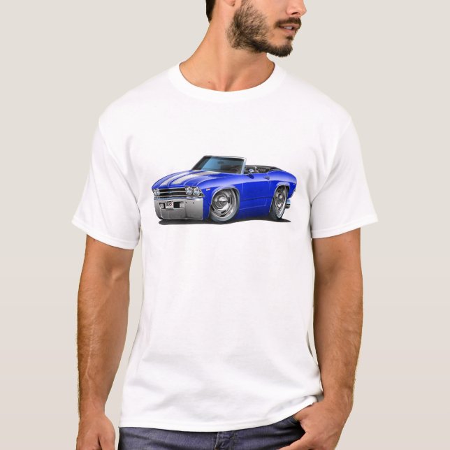 Chevelle Blau-Weißes Kabriolett 1969 T-Shirt (Vorderseite)