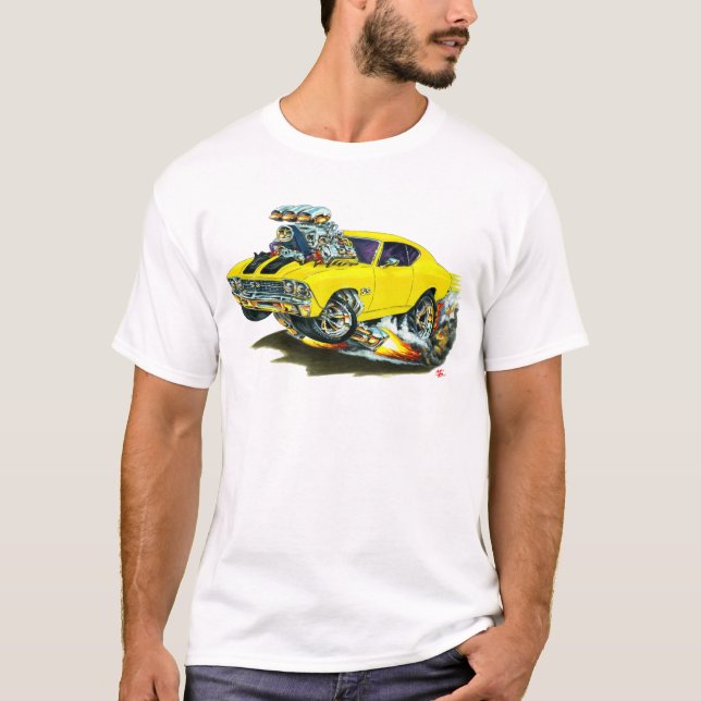 Chevelle Gelb-Schwarzes Auto 1968-69 T-Shirt (Vorderseite)