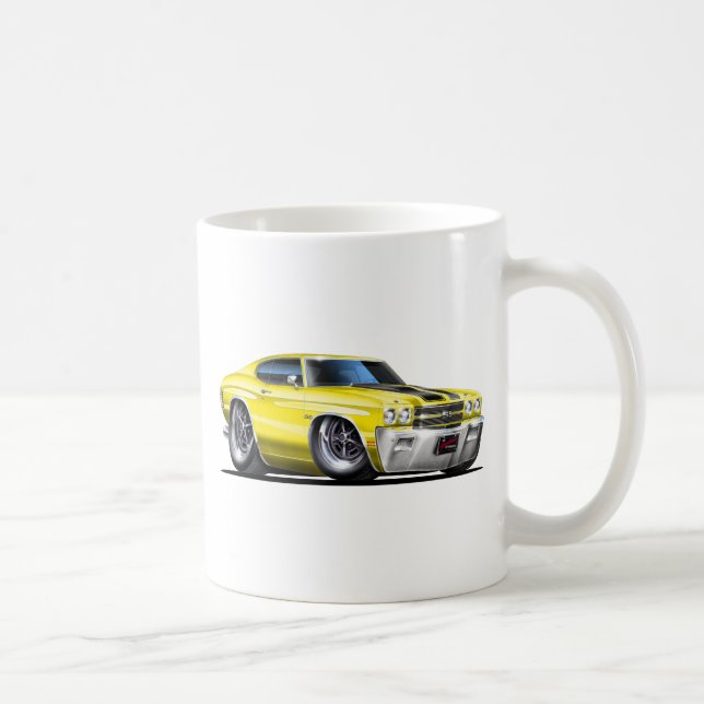Chevelle Gelb-Schwarzes Auto 1970 Kaffeetasse (Rechts)