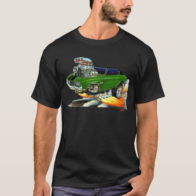 Chevelle Grün-Schwarzes Auto 1970 T-Shirt (Vorderseite)