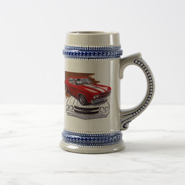 Chevelle Rot-Weißes Auto 1970 Bierglas (Rechts)