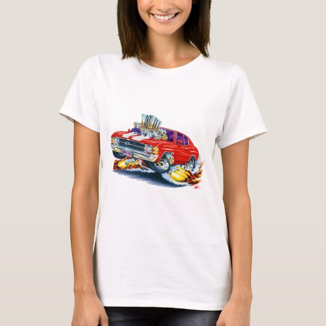 Chevelle Rot-Weißes Auto 1971-72 T-Shirt (Vorderseite)