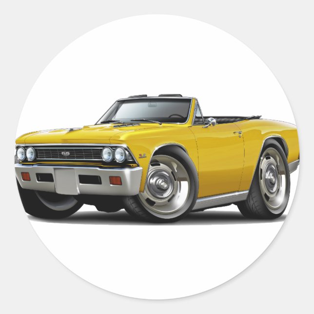 Chevelle Yellow Convertible 1966 Runder Aufkleber (Vorderseite)