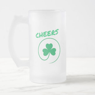 Chever, Clover, Kleeblatt, Irish Green, St Patrick Mattglas Bierglas