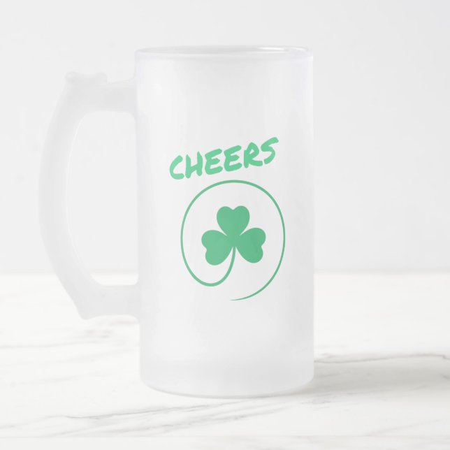 Chever, Clover, Kleeblatt, Irish Green, St Patrick Mattglas Bierglas (Links)