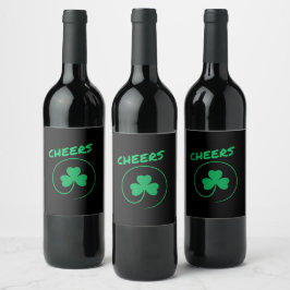 Chever, Clover, Kleeblatt, Irish Green, St Patrick Weinetikett