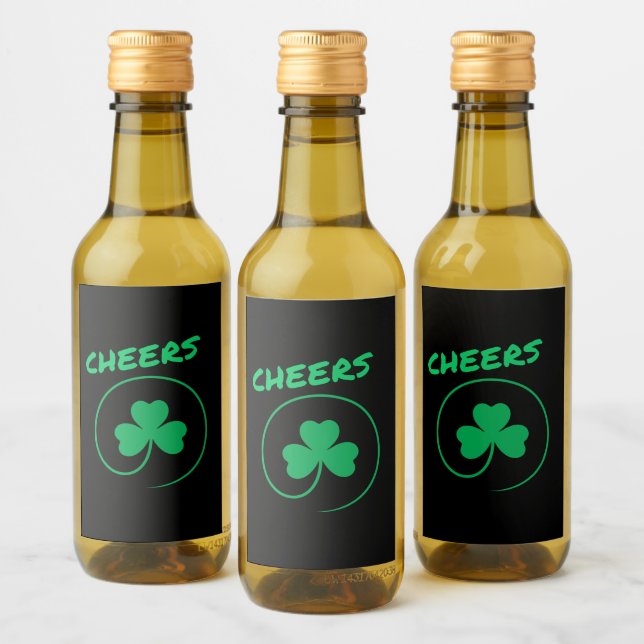 Chever, Clover, Kleeblatt, Irish Green, St Patrick Weinetikett (Flaschen)