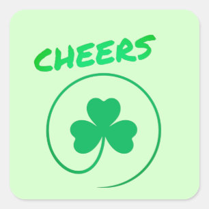 Chever Clover Kleeblatt Irish Green St Patricks Da Quadratischer Aufkleber
