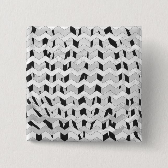 Cheveron Tiger Black and White Print Button (Vorderseite)