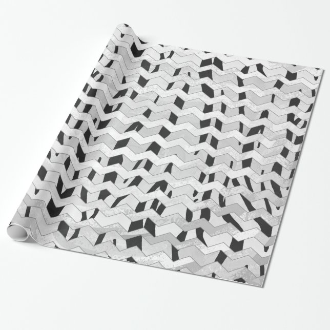 Cheveron Tiger Black and White Print Geschenkpapier (Ungerollt)