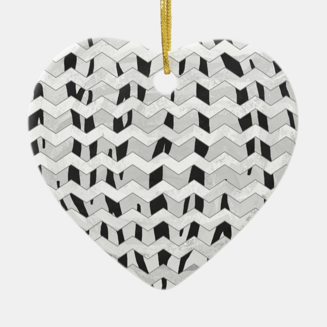 Cheveron Tiger Black and White Print Keramik Ornament (Vorne)