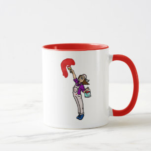 Cheveux Brown Femme Peintre Nom Mug