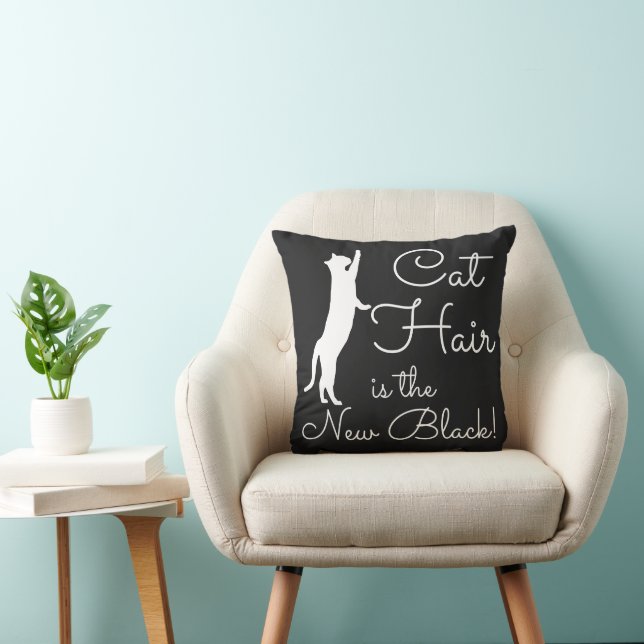 Cheveux de chat est le nouvel Oreiller Noir Funny  (Chaise)