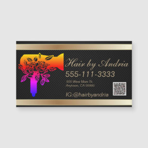 Cheveux noir et or Salon Code QR Carte magnétique