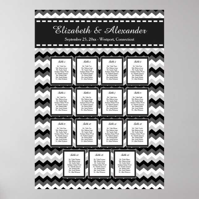 Chevon Mariage moderne 15 Tableau de siège (Devant)