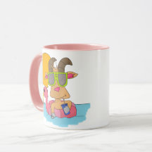 Chèvre dans un flotteur de Flamant rose - tasse de