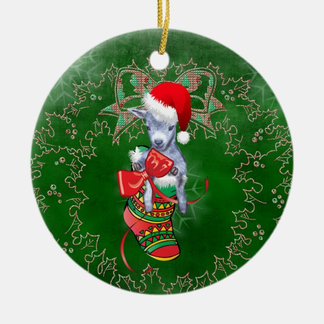 Chèvre de bébé mignonne en stock ornement de Noël (Devant)