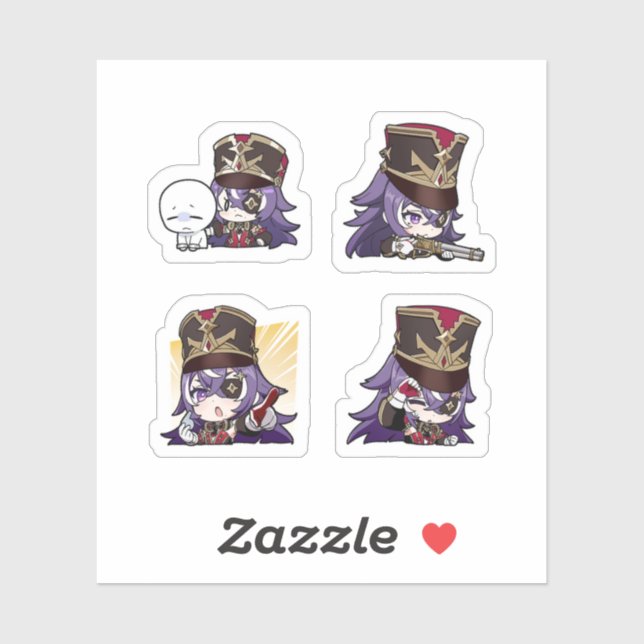 Chevreuse Genshin Impact 4er-Sticker-Set Aufkleber (Blatt)
