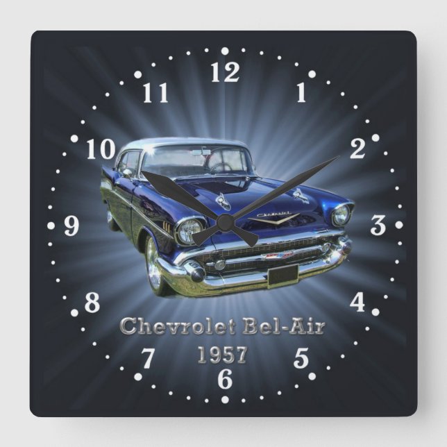 Chevrolet Bel-Air 1956 Wall Clock Quadratische Wanduhr (Vorderseite)