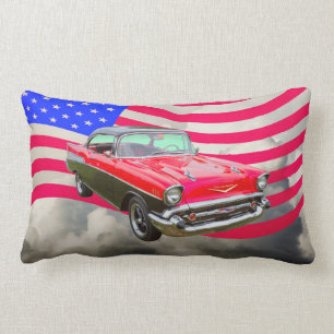 Chevrolet-Bel Air 1957 und -amerikanische Flagge Lendenkissen