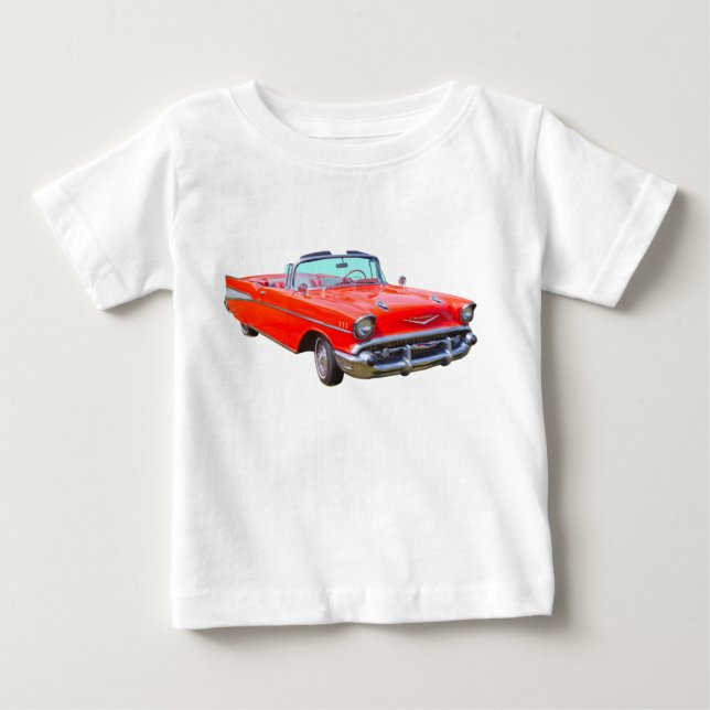Chevrolet-Bel Air-konvertierbares antikes Auto Baby T-shirt (Vorderseite)