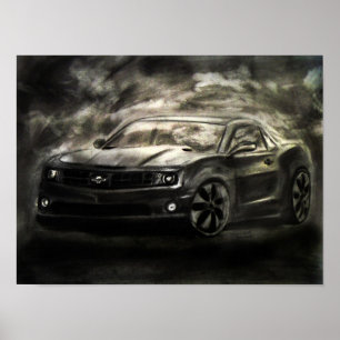 Chevrolet Camaro Zeichnend Print Poster