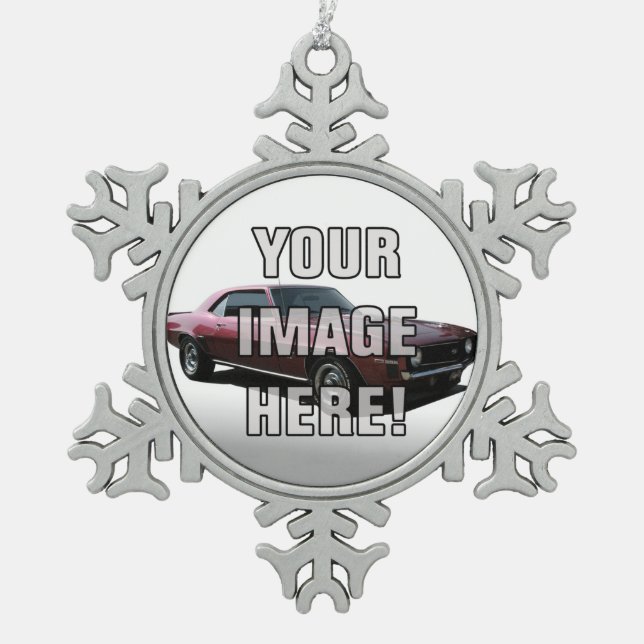 Chevrolet- CamaroFoto - addieren Sie Ihr Auto Schneeflocken Zinn-Ornament (Vorderseite)