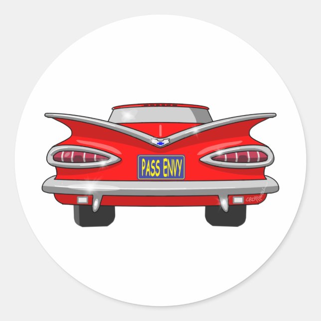 Chevrolet Chevy Impala-Durchlauf-Neid 1959 Runder Aufkleber (Vorderseite)