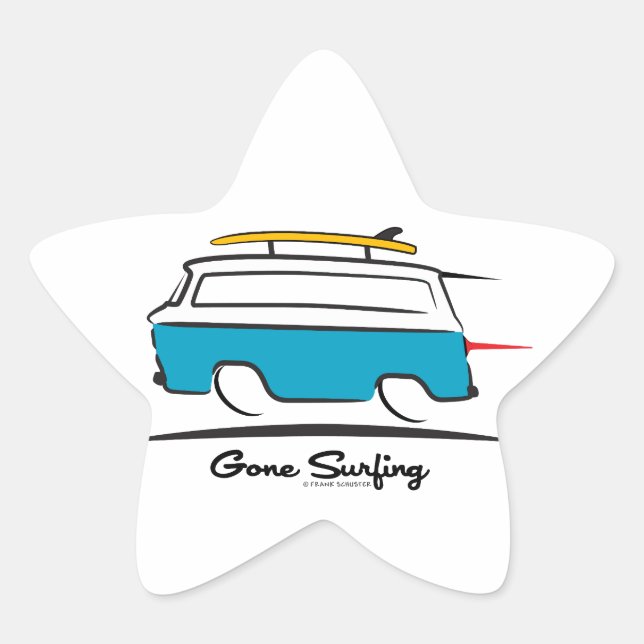 Chevrolet Corvair Greenbrier Gone Surfing Stern-Aufkleber (Vorderseite)