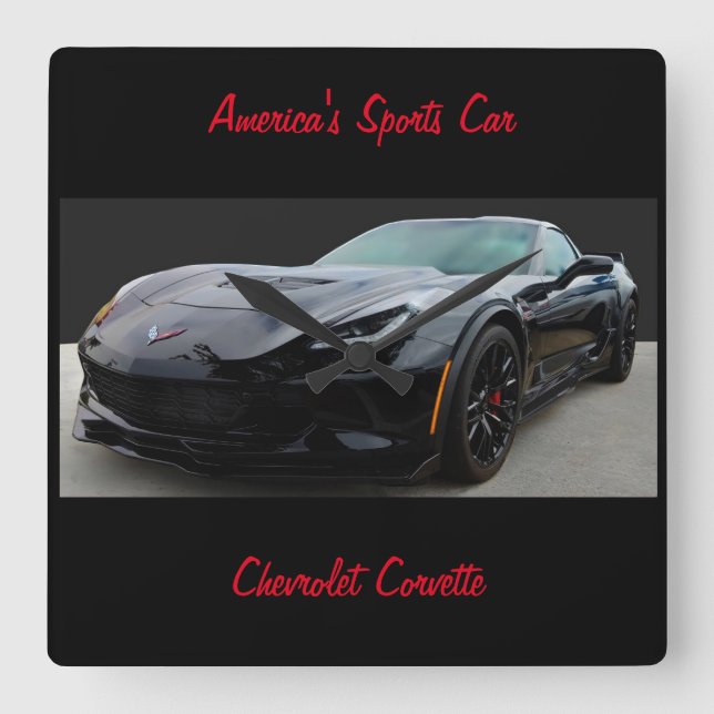 Chevrolet Corvette Quadratische Wanduhr (Vorderseite)