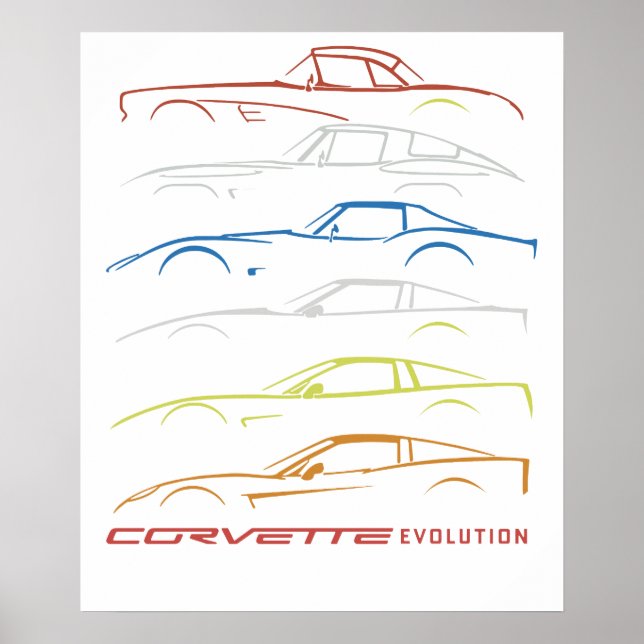 Chevrolet Corvette T-Shirt Schwarz mit 1953-2019 M Poster (Vorne)