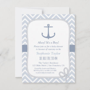 Chevron-Anker-nautische Babyparty-Einladungen Einladung