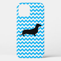 Chevron Bébé Bleu Avec Coque Silhouette Dachshund-