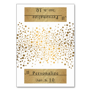Chevron blanc et or et Confetti Cartes