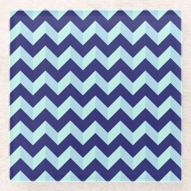Chevron Bleu Glasuntersetzer (Vorderseite)